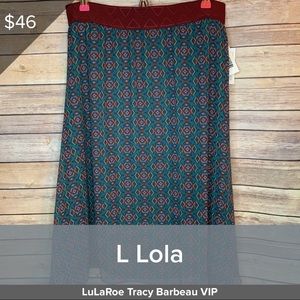 LuLaRoe Women's Skirt in Teal and Burgundy